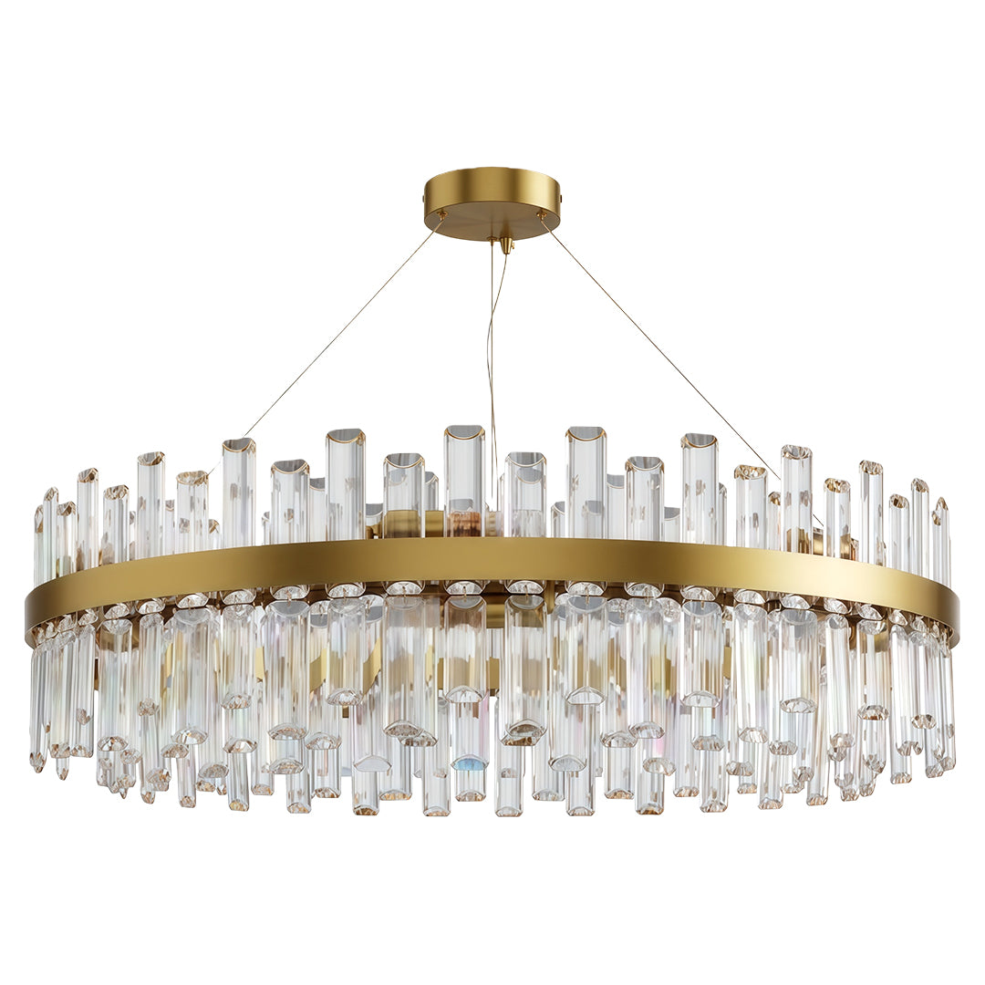 Crystal Ring Chandelier Copper-Iron Geometric Layered Crystal Rods E14 Nordic Retro