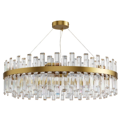 Crystal Ring Chandelier Copper-Iron Geometric Layered Crystal Rods E14 Nordic Retro