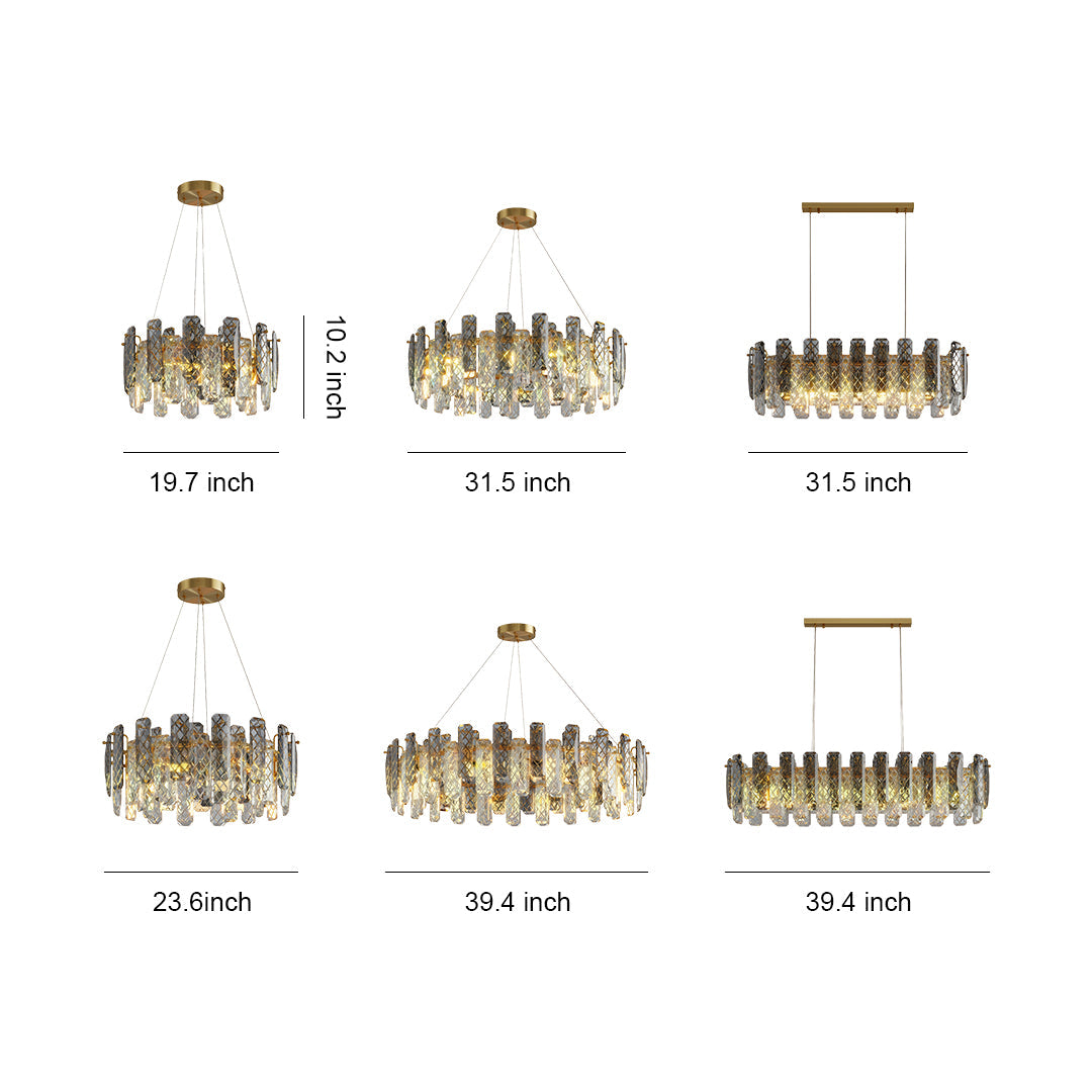 Contemporary Crystal Chandelier Solid Copper Textured Crystal Rods Eye-Protecting E14 French Style