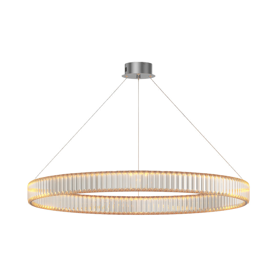 Crystal Ring Chandelier Solid Copper Clear Crystal Rods Integrated LED 3-Step Dimming American Style