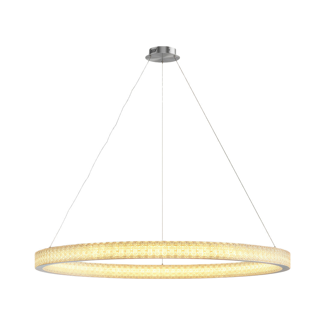 Copper Ring Chandelier White Acrylic Dimmable LED 3000K 6000K Remote 7 Sizes