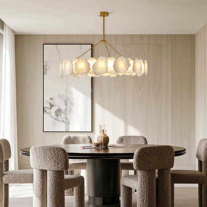 Modern Cloud Stone LED Chandelier with Full Copper Frame for Dining Room and Living Space
