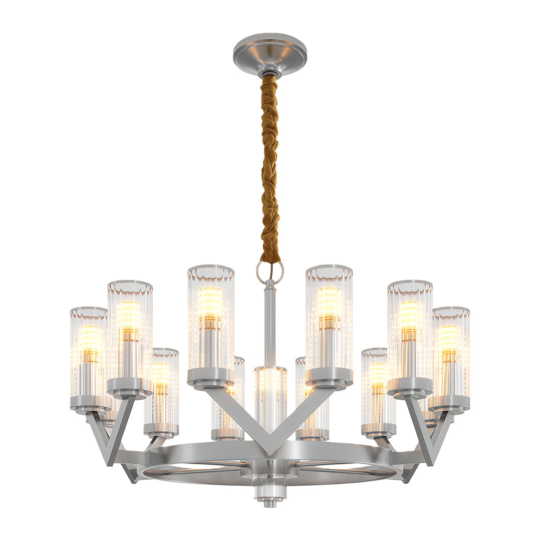 Fluted Cylinder Drop Chandelier