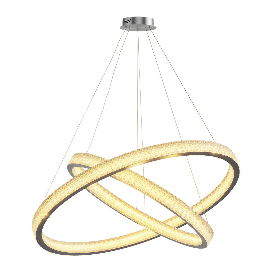 Copper Ring Chandelier White Acrylic Dimmable LED 3000K 6000K Remote 7 Sizes