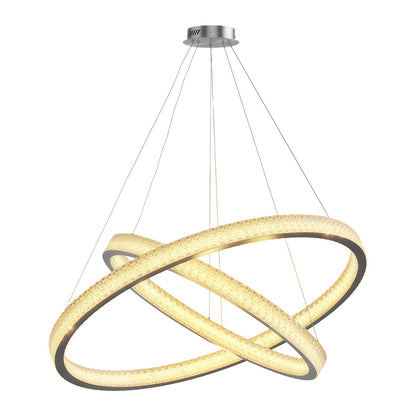 Copper Ring Chandelier White Acrylic Dimmable LED 3000K 6000K Remote 7 Sizes