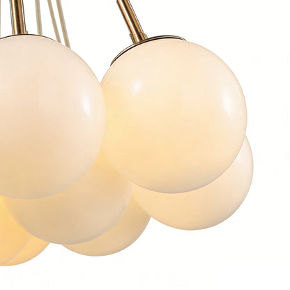 Gold Frame Bubble Glass Chandelier with Transparent Glass Spheres on Fine Suspension Arms
