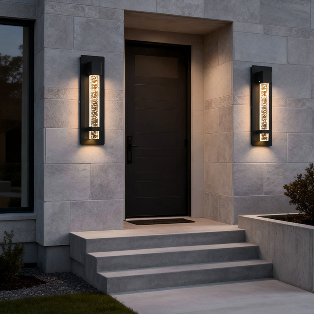 Modern Black Bubble Crystal Glass Outdoor Wall Sconce LED IP65