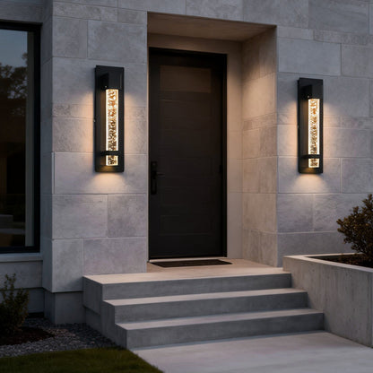 Modern Black Bubble Crystal Glass Outdoor Wall Sconce LED IP65