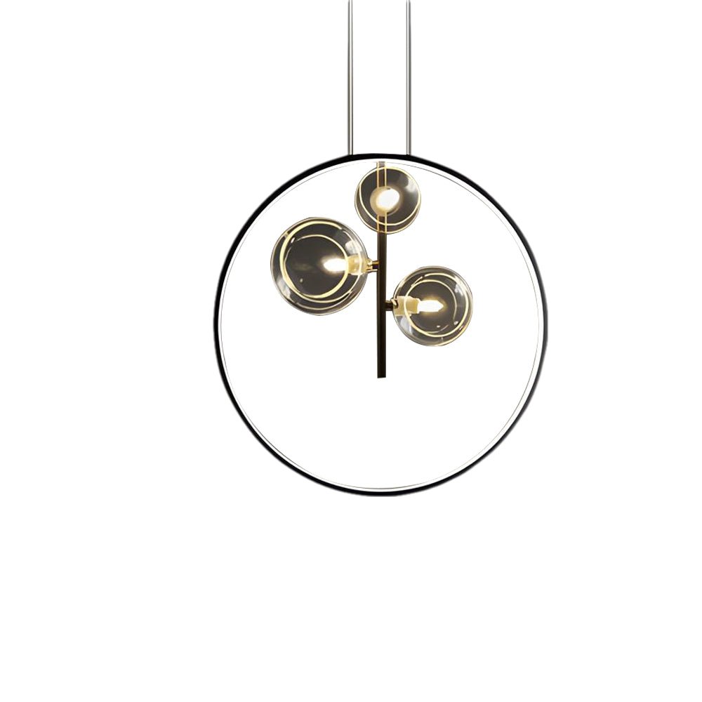 Black Vertical Ring Pendant Light Bubble Glass G9 LED Integrated Strip 3000K 1/3/5 Light Indoor