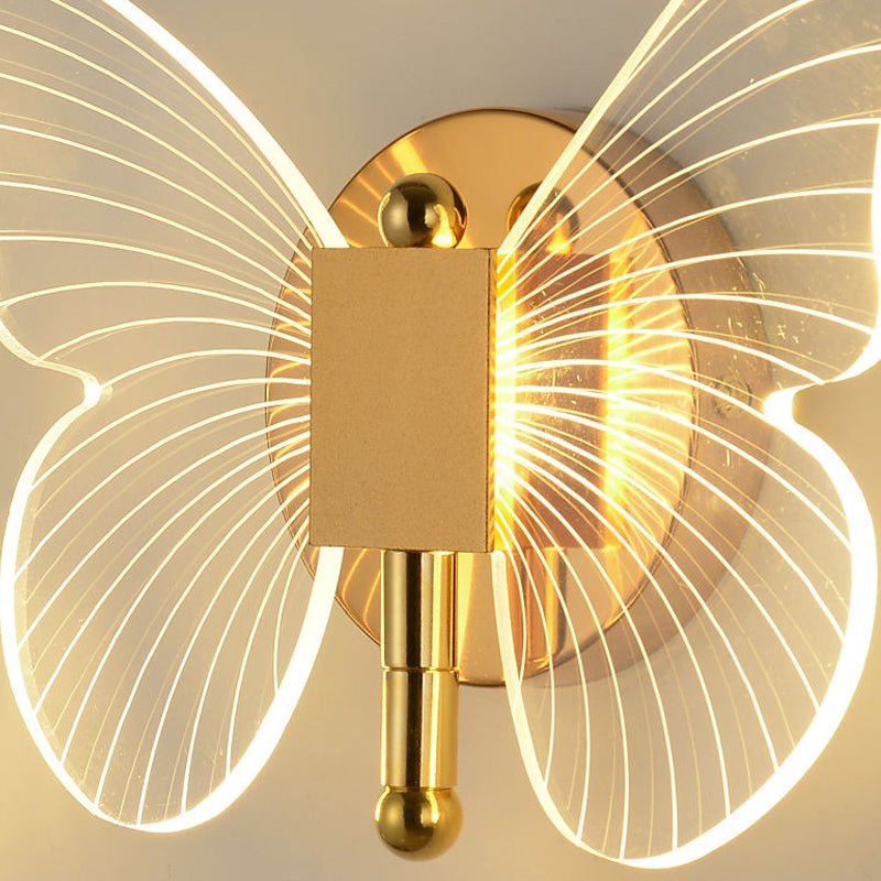 Modern Butterfly Wall Sconce – Gold LED 3-Step Dimming Decorative Wall Light