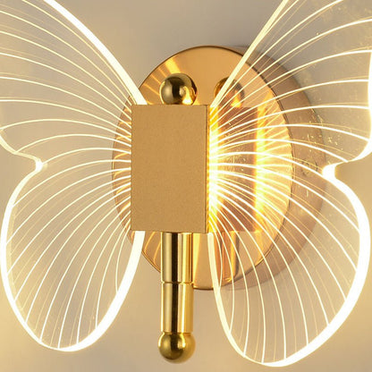 Modern Butterfly Wall Sconce – Gold LED 3-Step Dimming Decorative Wall Light