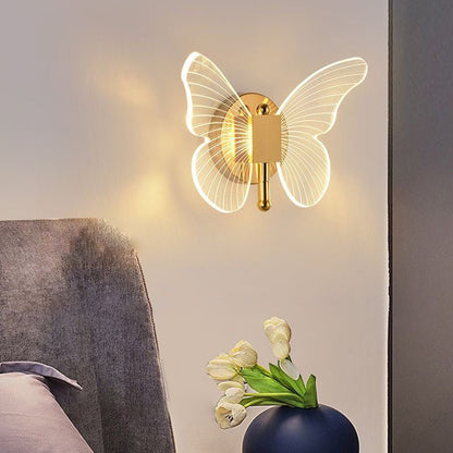 Modern Butterfly Wall Sconce – Gold LED 3-Step Dimming Decorative Wall Light