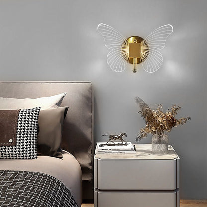 Modern Butterfly Wall Sconce – Gold LED 3-Step Dimming Decorative Wall Light