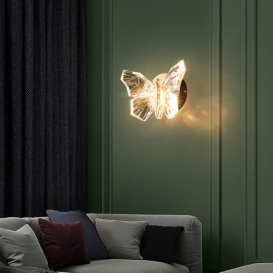 Butterfly LED Wall Sconce – Modern Decorative Crystal Accent Light
