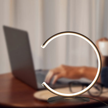 Modern Table Lamp C Shape Touch 3 Color Temp LED Silicone Shade Black White Bedside Desk 12 Inch