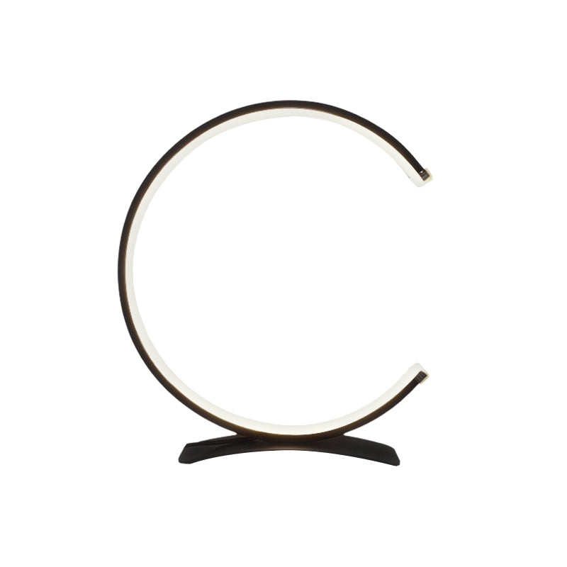 Modern Table Lamp C Shape Touch 3 Color Temp LED Silicone Shade Black White Bedside Desk 12 Inch