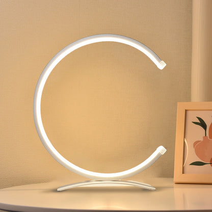 Modern Table Lamp C Shape Touch 3 Color Temp LED Silicone Shade Black White Bedside Desk 12 Inch