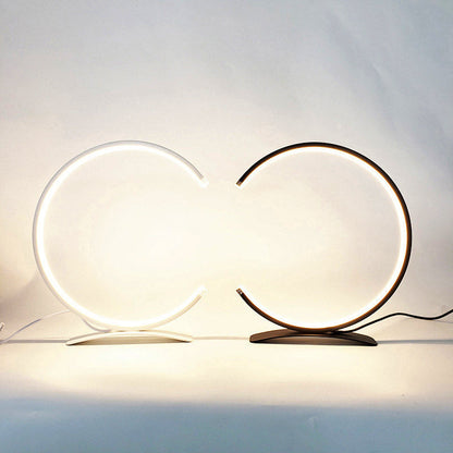 Modern Table Lamp C Shape Touch 3 Color Temp LED Silicone Shade Black White Bedside Desk 12 Inch