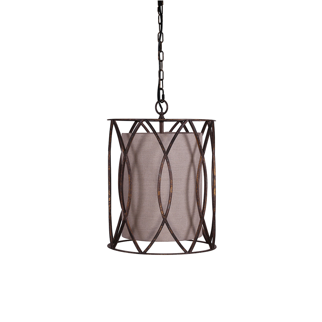 Black Industrial Pendant Light Caged Cast Iron Linen Fabric Shade E12 Kitchen Island Dining Room 14 Inch