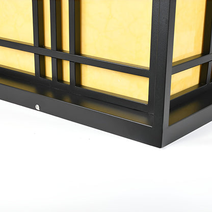 Caged Galvanized Steel Imitation Marble Outdoor Pillar Light Black Hardwired IP65 4 Sizes Courtyard Villa Lawn