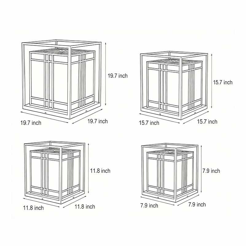 Caged Galvanized Steel Imitation Marble Outdoor Pillar Light Black Hardwired IP65 4 Sizes Courtyard Villa Lawn