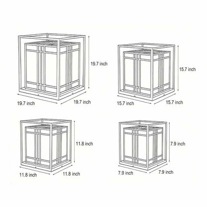 Caged Galvanized Steel Imitation Marble Outdoor Pillar Light Black Hardwired IP65 4 Sizes Courtyard Villa Lawn
