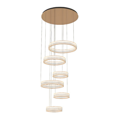 Tiered Crystal Ring Chandelier Gold Aluminium LED 3-Step CCT Bedroom Living Room Hotel