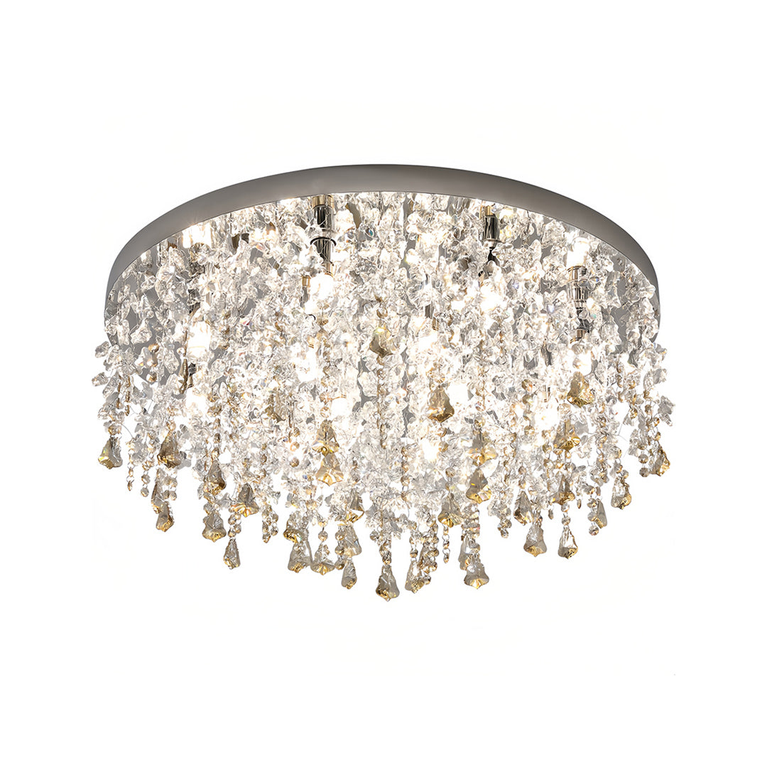 French Champagne Gold Crystal Chandelier Waterfall Bead Drape Three Sizes