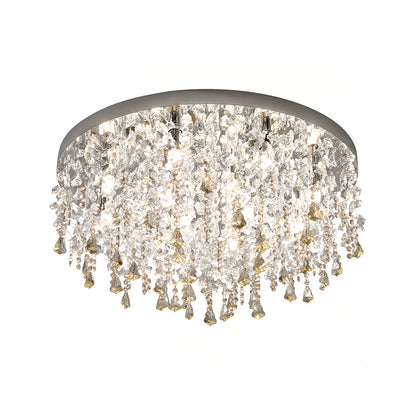 French Champagne Gold Crystal Chandelier Waterfall Bead Drape Three Sizes