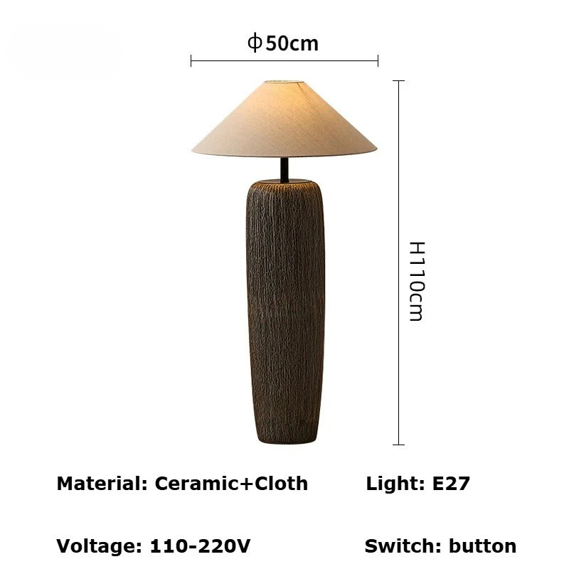 Quiet Pottery Ceramic Floor Lamp – Zen Fabric Shade