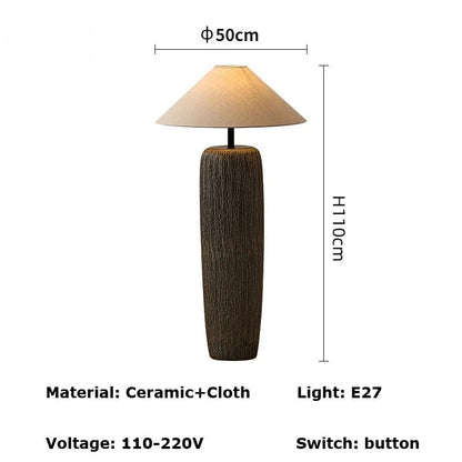 Quiet Pottery Ceramic Floor Lamp – Zen Fabric Shade