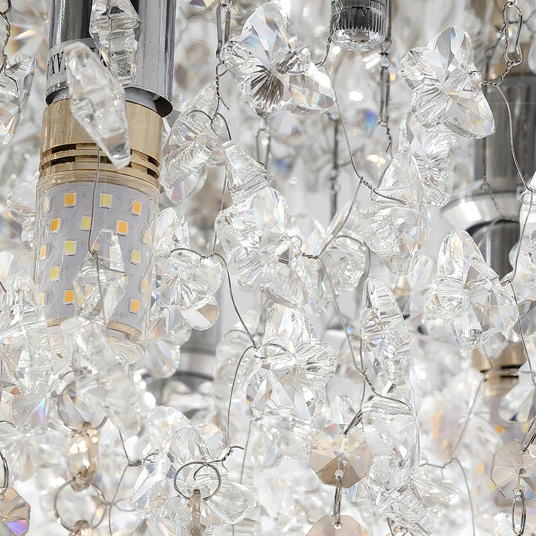 French Champagne Gold Crystal Chandelier Waterfall Bead Drape Three Sizes