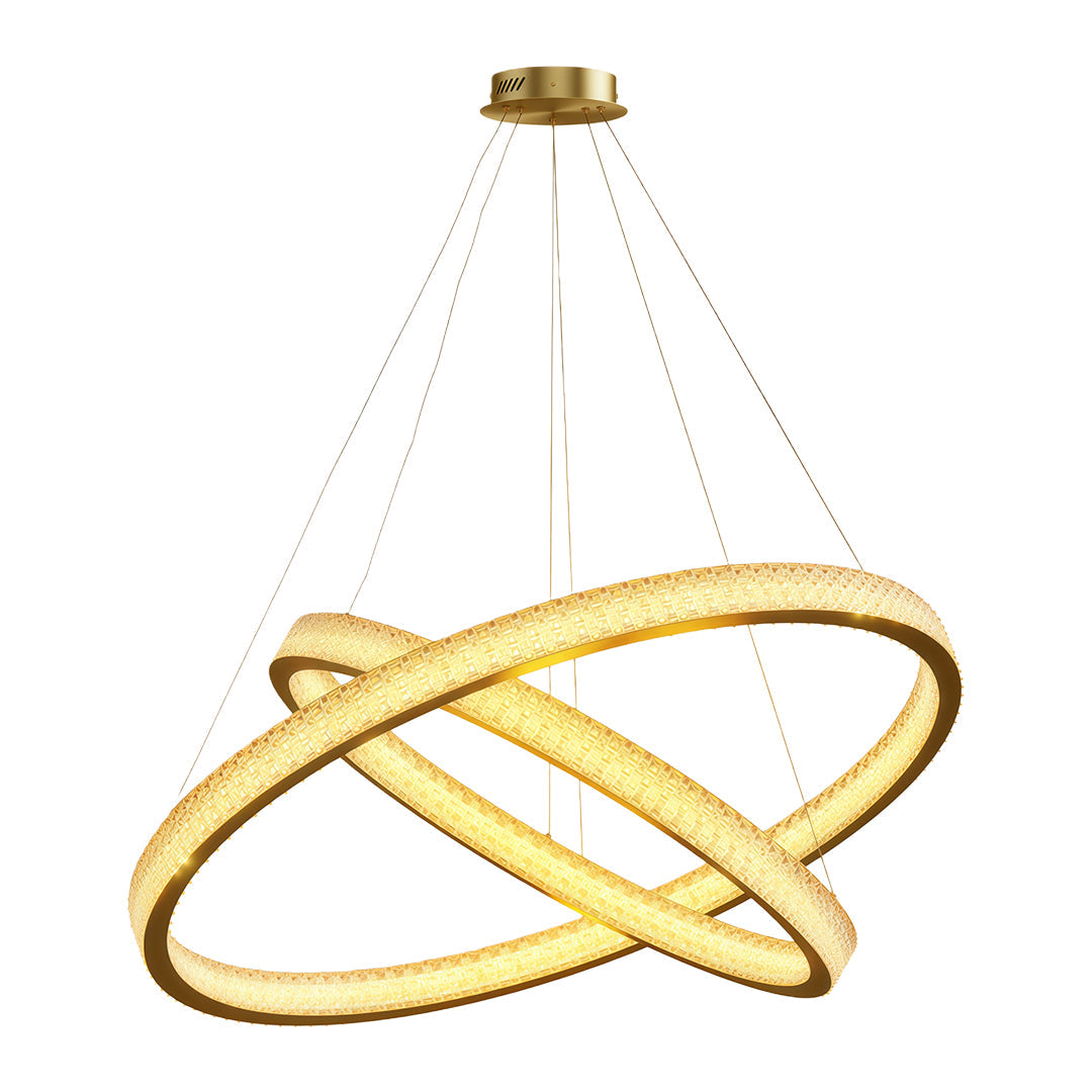 Copper Ring Chandelier White Acrylic Dimmable LED 3000K 6000K Remote 7 Sizes
