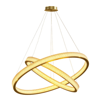 Copper Ring Chandelier White Acrylic Dimmable LED 3000K 6000K Remote 7 Sizes