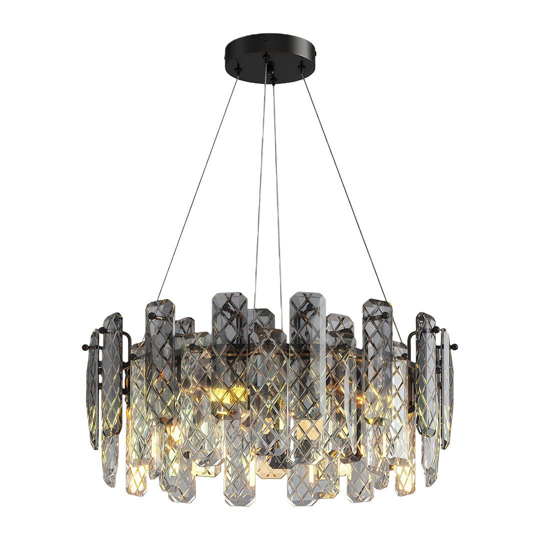 Contemporary Crystal Chandelier Solid Copper Textured Crystal Rods Eye-Protecting E14 French Style