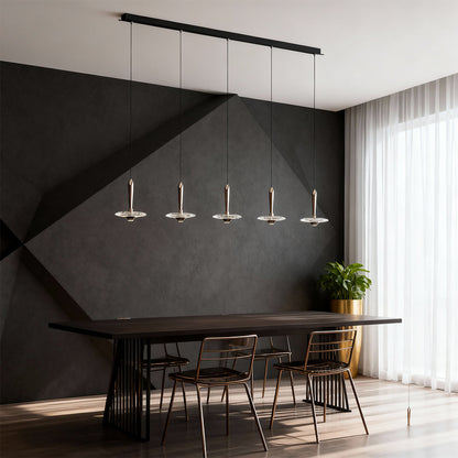 Crystal Chandelier Terracotta Gold Pearl Black Crystal Round Drops Integrated LED 3-Step Dimming Modern Minimalist