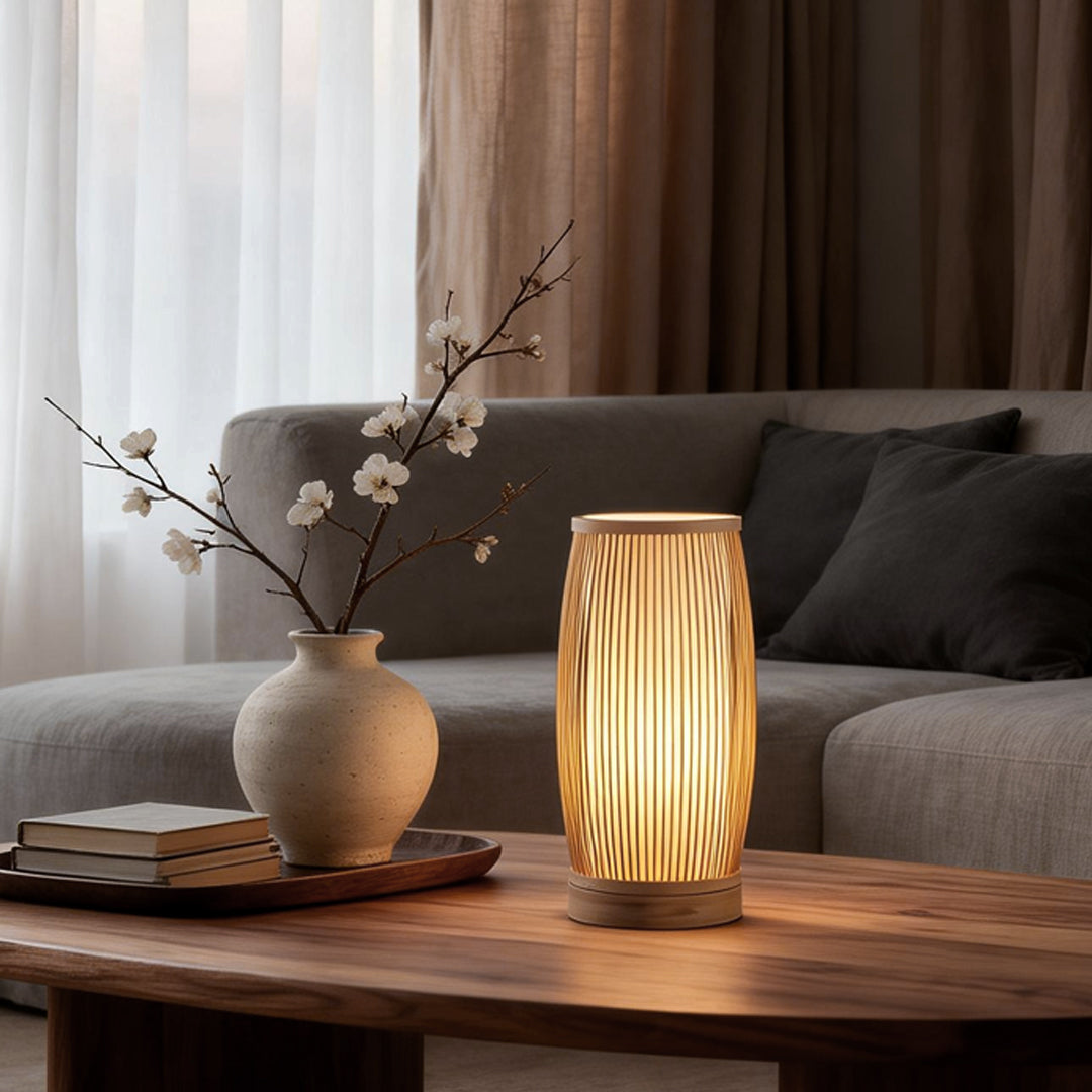 Handwoven Bamboo Japanese Lantern Table Lamp E27 Warm White