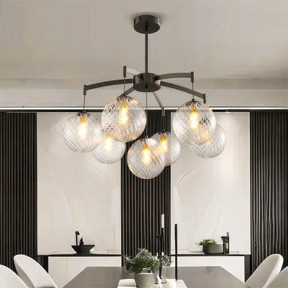 Glass Sphere Chandelier Copper Frame Multi-Arm G9 7 9 13 Heads Copper Nickel Black