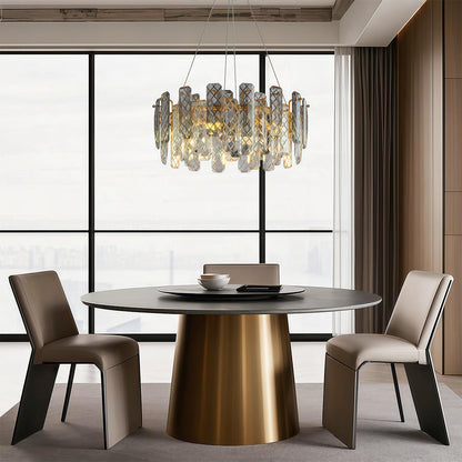 Contemporary Crystal Chandelier Solid Copper Textured Crystal Rods Eye-Protecting E14 French Style