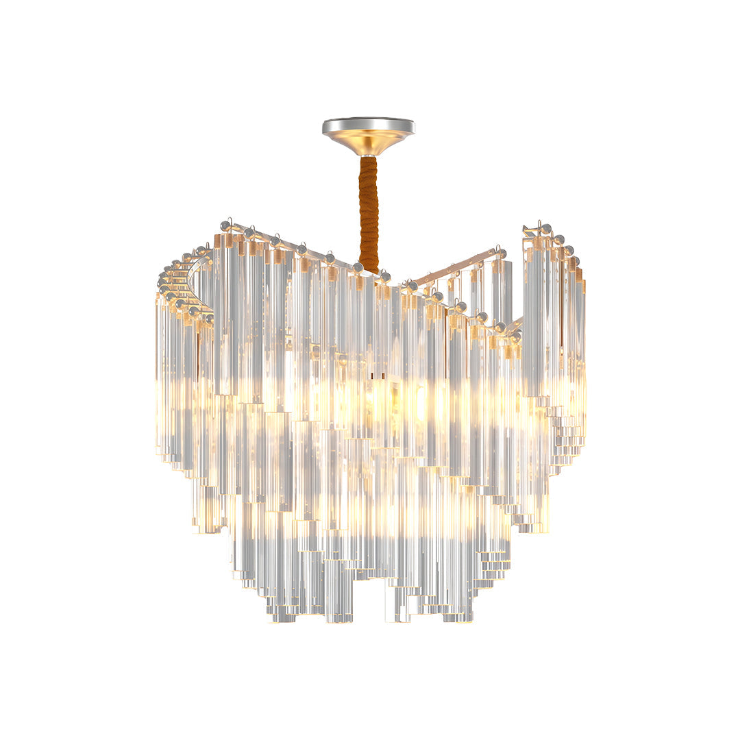 Vintage Crystal Chandelier Full Copper Tiered Cascading Crystal E14 Modern Luxury