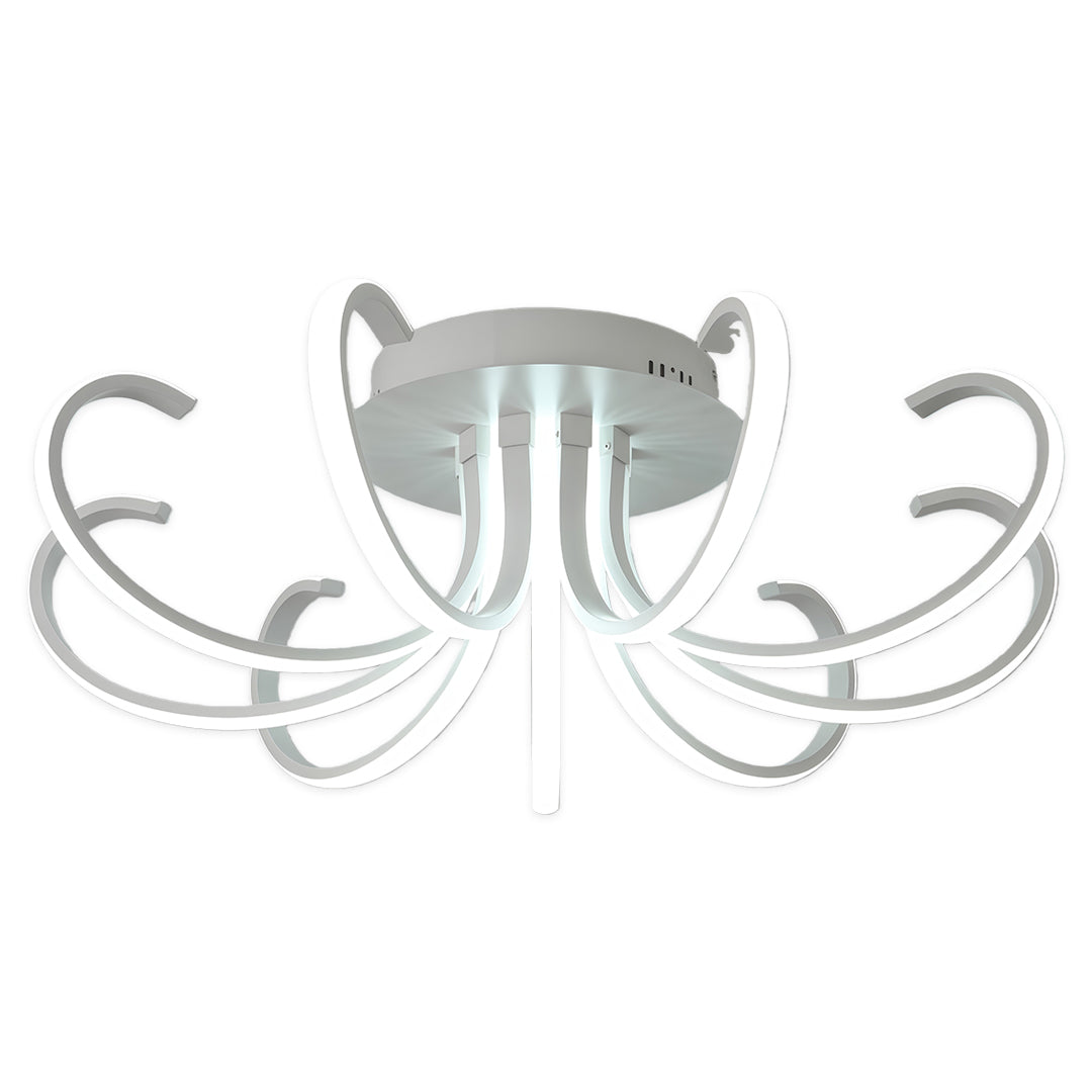 Nordic Starburst Multi-Arm Silicone LED Flush Mount in Black, White, or Chrome with Dimmable Option in Two Sizes