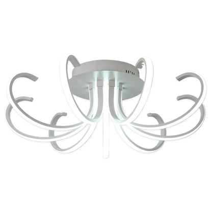 Nordic Starburst Multi-Arm Silicone LED Flush Mount in Black, White, or Chrome with Dimmable Option in Two Sizes