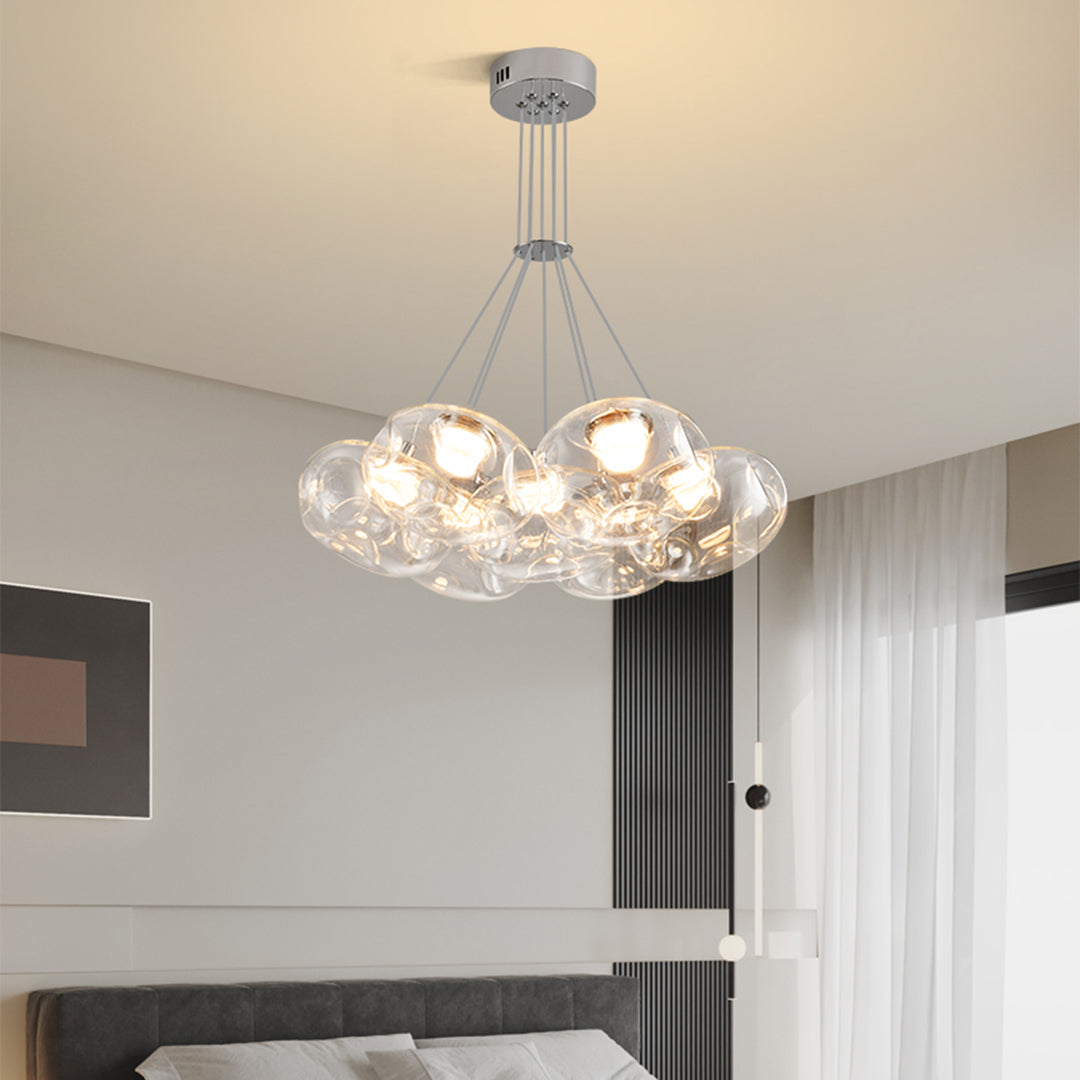 Glass Globe Multi-Head Chandelier with Full-Spectrum Integrated LED