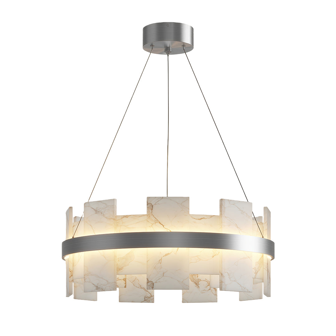 Modern Copper Marble LED Chandelier with 3 Step Dimming for Luxury Dining Room Ceiling Lighting