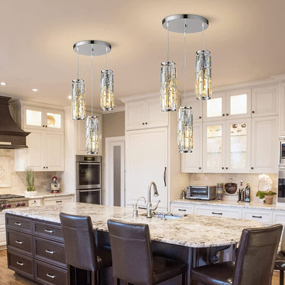 Mini Crystal Pendant Light Industrial Iron E27 Black Gold Chrome 1 3 Light Kitchen Island