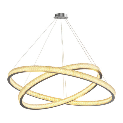 Copper Ring Chandelier White Acrylic Dimmable LED 3000K 6000K Remote 7 Sizes
