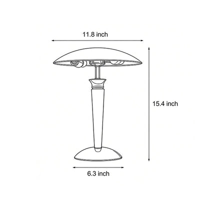 Modern Table Lamp Chrome Mushroom Umbrella Shade Walnut Wood Pole Retro 3 Step Color Temp LED E14 Bedside Living Room 15.35 Inch