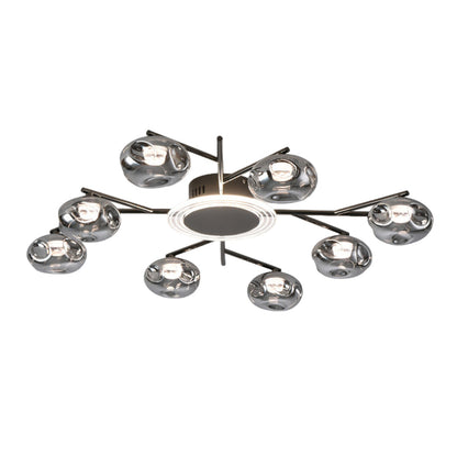 Nordic Branching Semi Flush Mount Black Copper 8 12 Heads