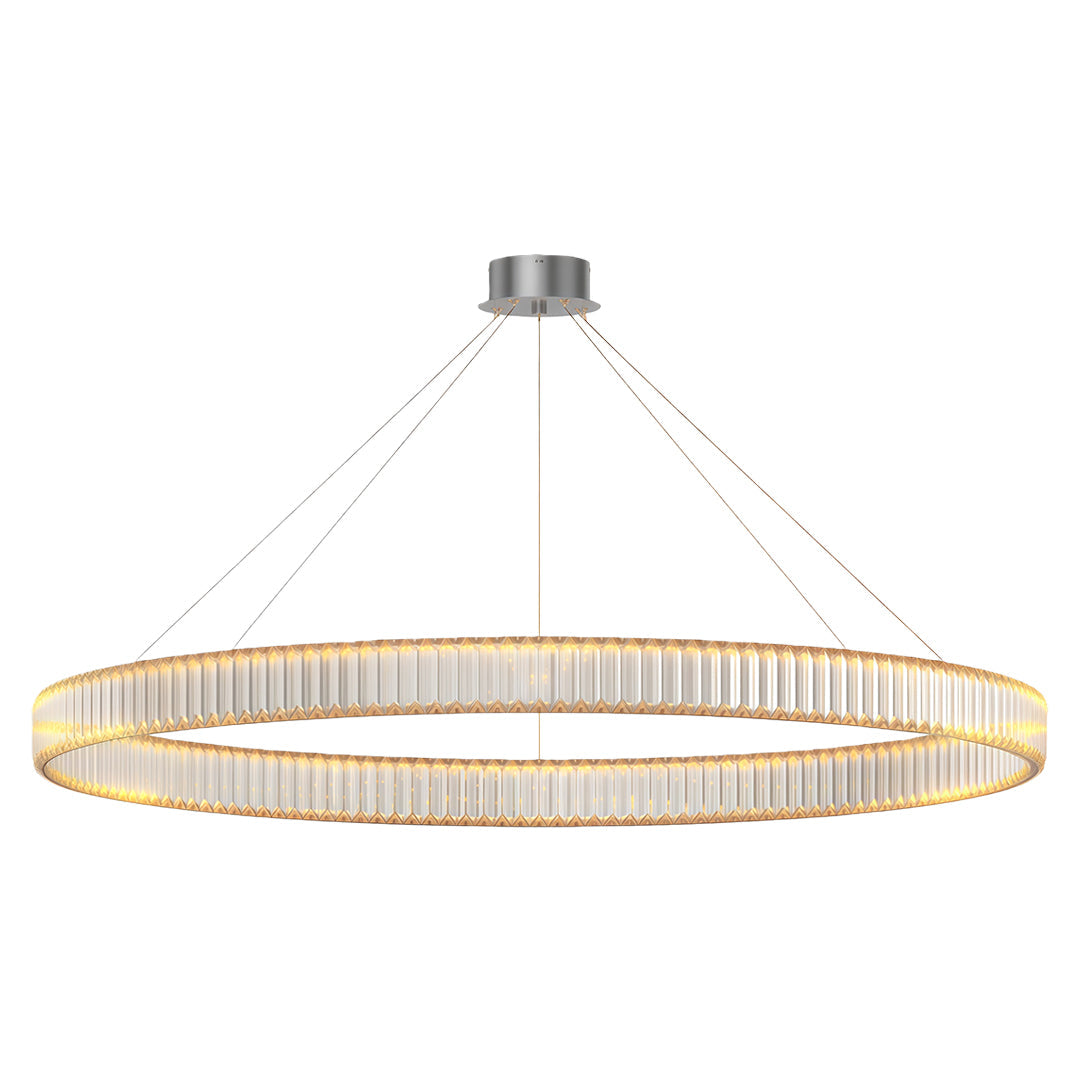 Crystal Ring Chandelier Solid Copper Clear Crystal Rods Integrated LED 3-Step Dimming American Style