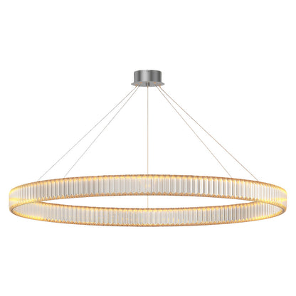 Crystal Ring Chandelier Solid Copper Clear Crystal Rods Integrated LED 3-Step Dimming American Style